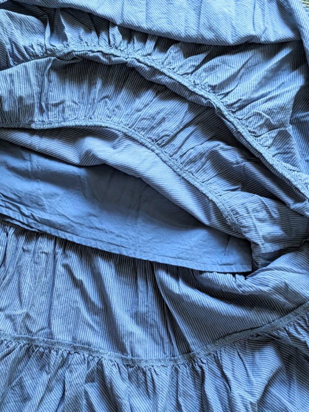 GAP 100% Cotton Blue Stripes Ruffle Hem Lightweight Lined Maxi Dress Size:XS - Picture 6 of 13